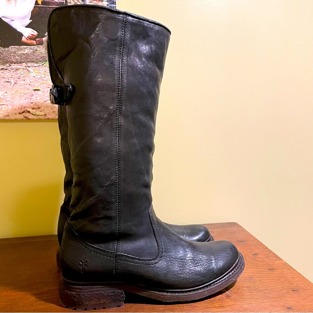 Frye Valerie Shearling Lined Pull On Tall Boots Black Size 8